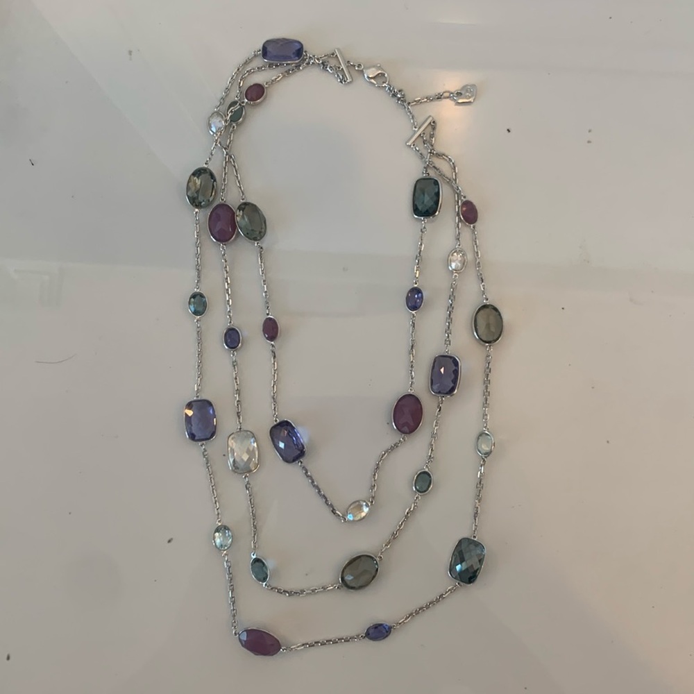 SWAROVSKI Crystal Necklace 3 tier silver and purple